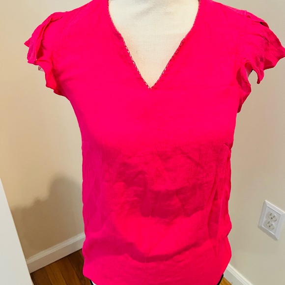 Nanette Lepore Tops - Nanette Lepore Pink Flutter Sleeve Top-New without tags